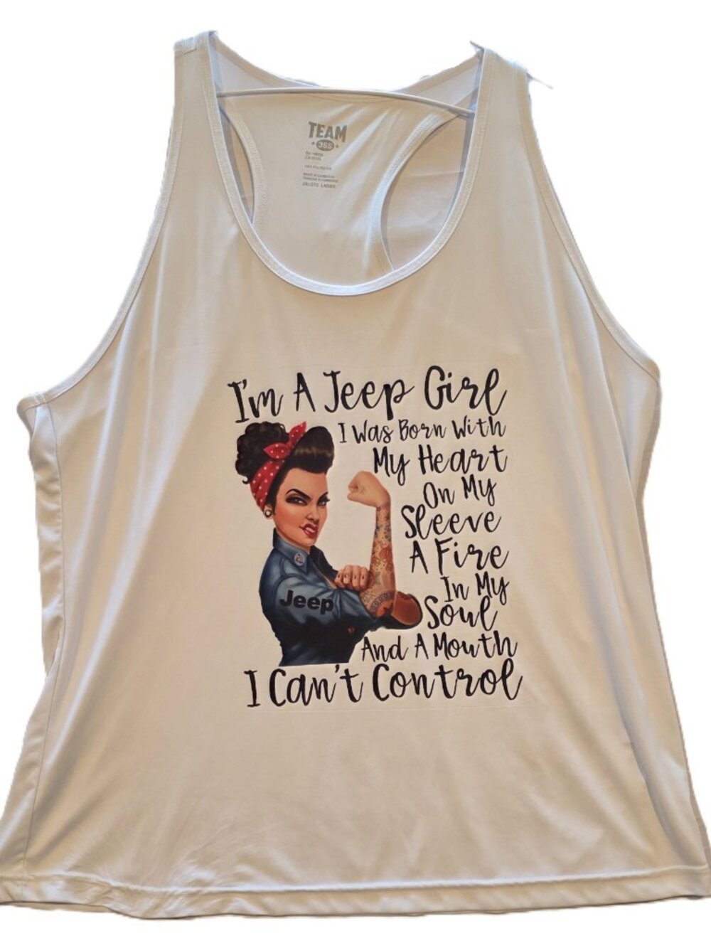 *Team 365 Ladies' "I'm a JEEP Girl" Performance Racerback Tank*